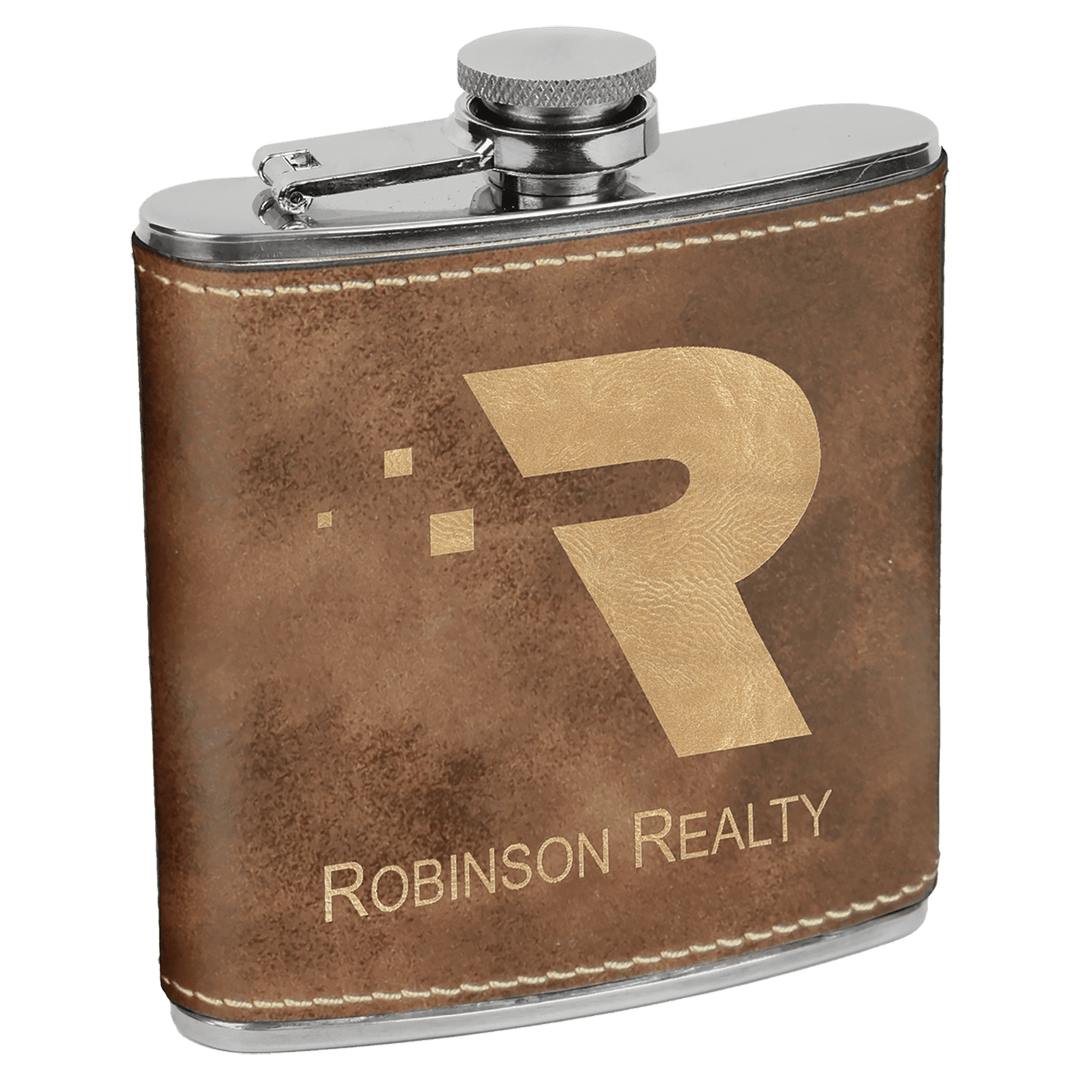 Leatherette Stainless Steel Flask - Personalized Flask
