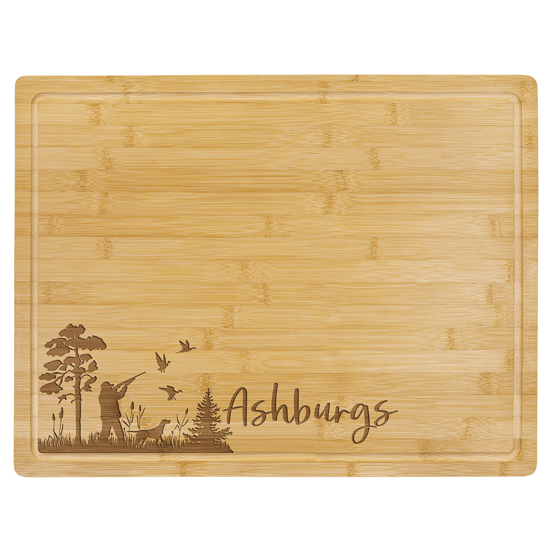 Buy Laser engraved bamboo cutting board with custom design, size