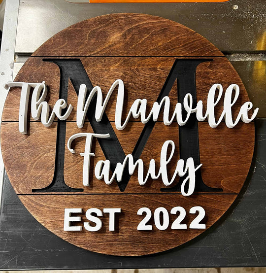 Personalized Family Name Sign - Round