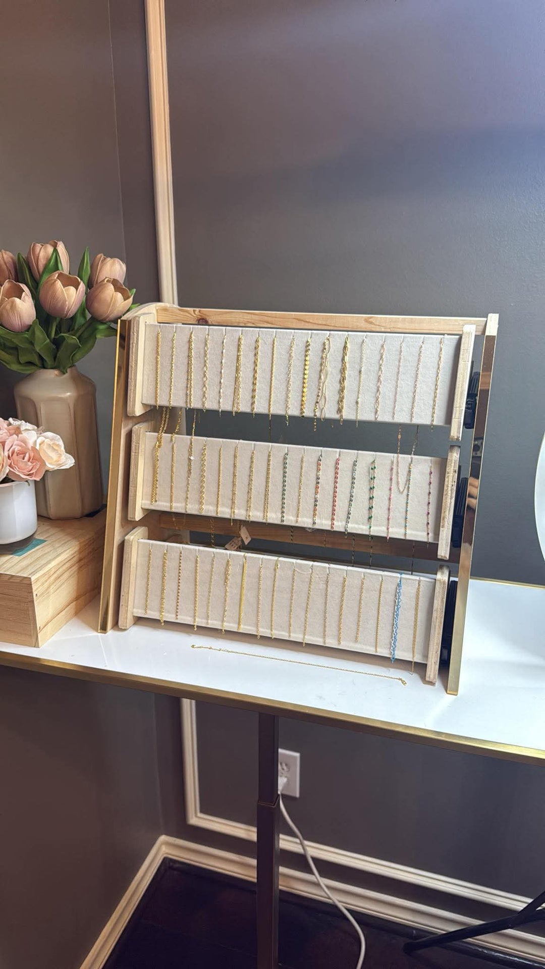 Permanent Jewelry Chain Display Rack – 3-Tier Sliding System with Buil ...