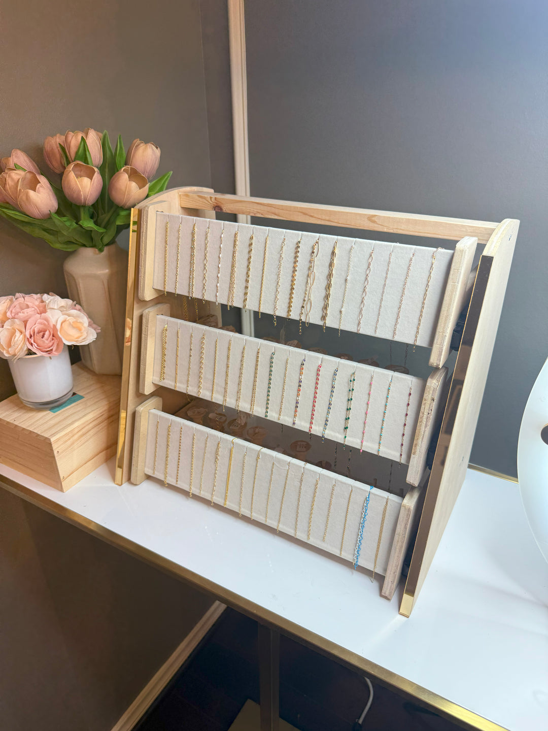 Permanent Jewelry Chain Display Rack – 3-Tier Sliding System with Buil ...