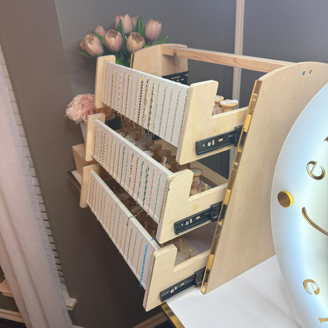 Permanent Jewelry Chain Display Rack – 3-Tier Sliding System with Buil ...