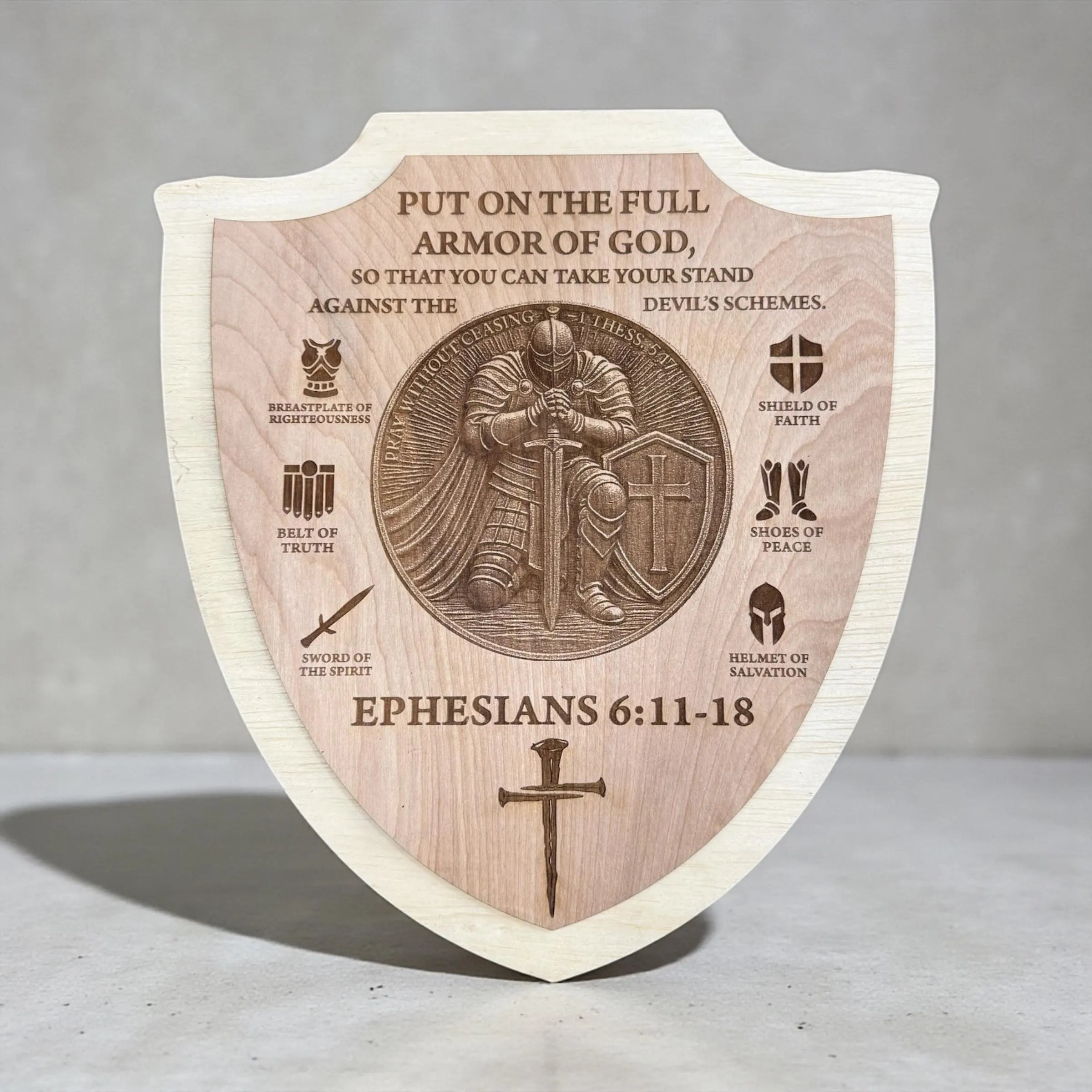 Personalized Armor of God Wooden Shield Sign | Prayer Warrior Wall ...