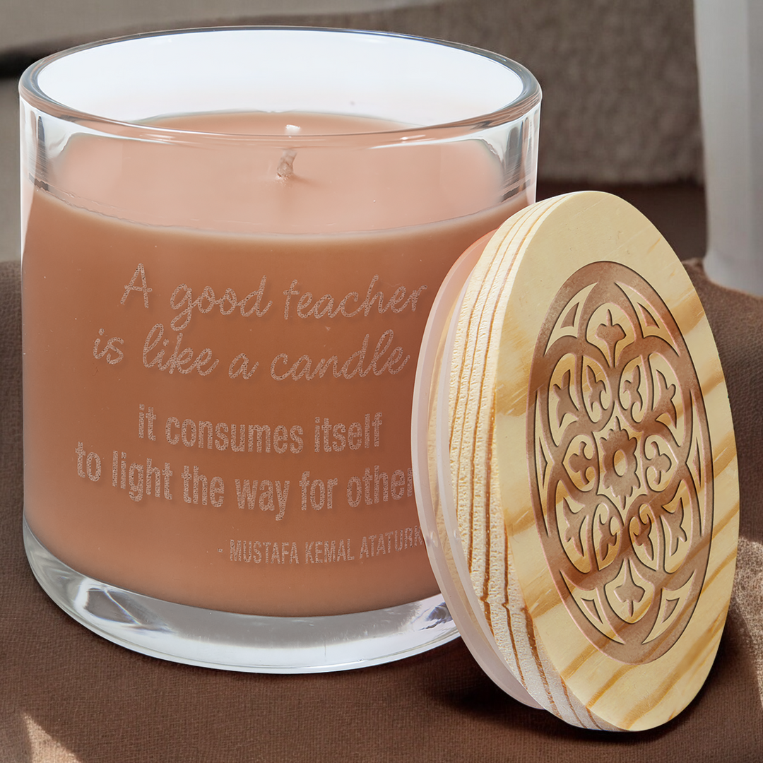 Personalized Tropical Coconut Soy Blend Candle – 14oz with Engraved Wood Lid