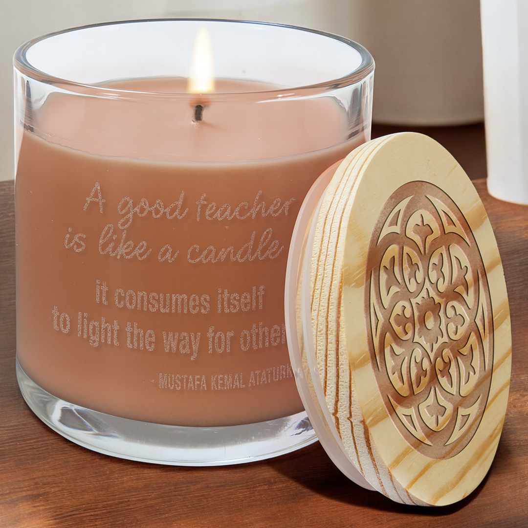 Personalized Tropical Coconut Soy Blend Candle – 14oz with Engraved Wood Lid