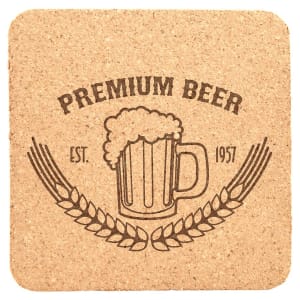 Custom Logo Cork Coasters – Laser Engraved Promotional Coasters (Set of 24, Round or Square)
