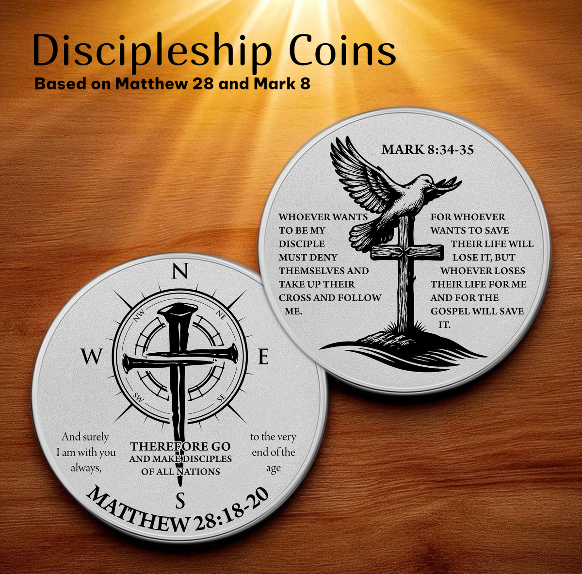 Discipleship Challenge Coin – Great Commission & Deny Yourself Design ...