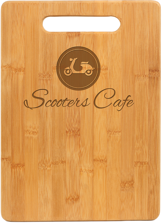 Rectangle Bamboo Cutting Board with Handle; Personalized Cutting Board