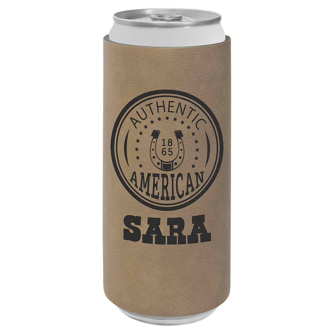 Leatherette Slim Koozie; Personalized Slim Koozie