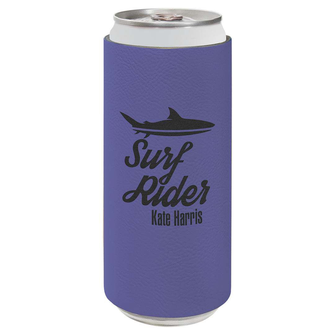 Leatherette Slim Koozie; Personalized Slim Koozie