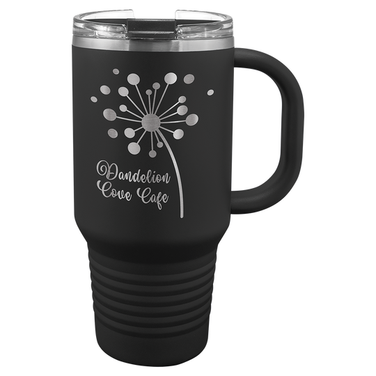 32 oz Personalized Travel Mug with Handle & Straw – Laser Engraved