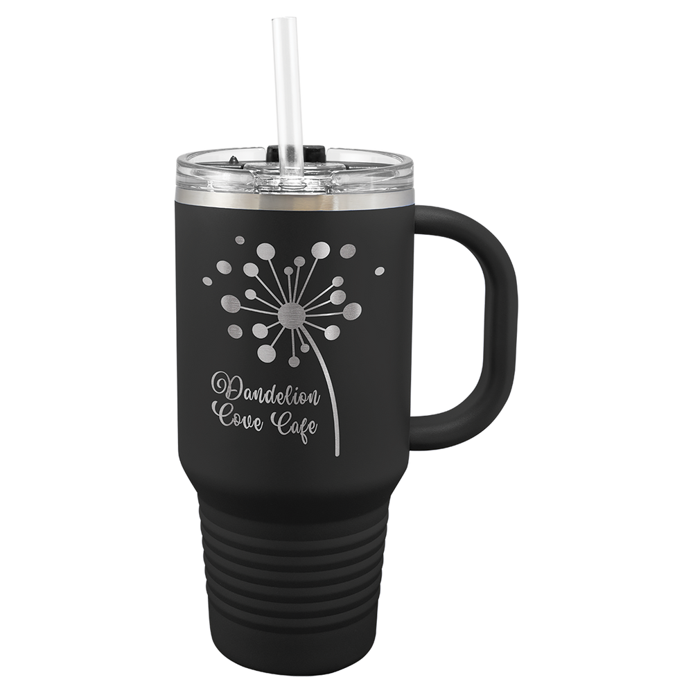 32 oz Personalized Travel Mug with Handle & Straw – Laser Engraved