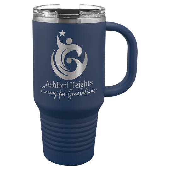 32 oz Personalized Travel Mug with Handle & Straw – Laser Engraved