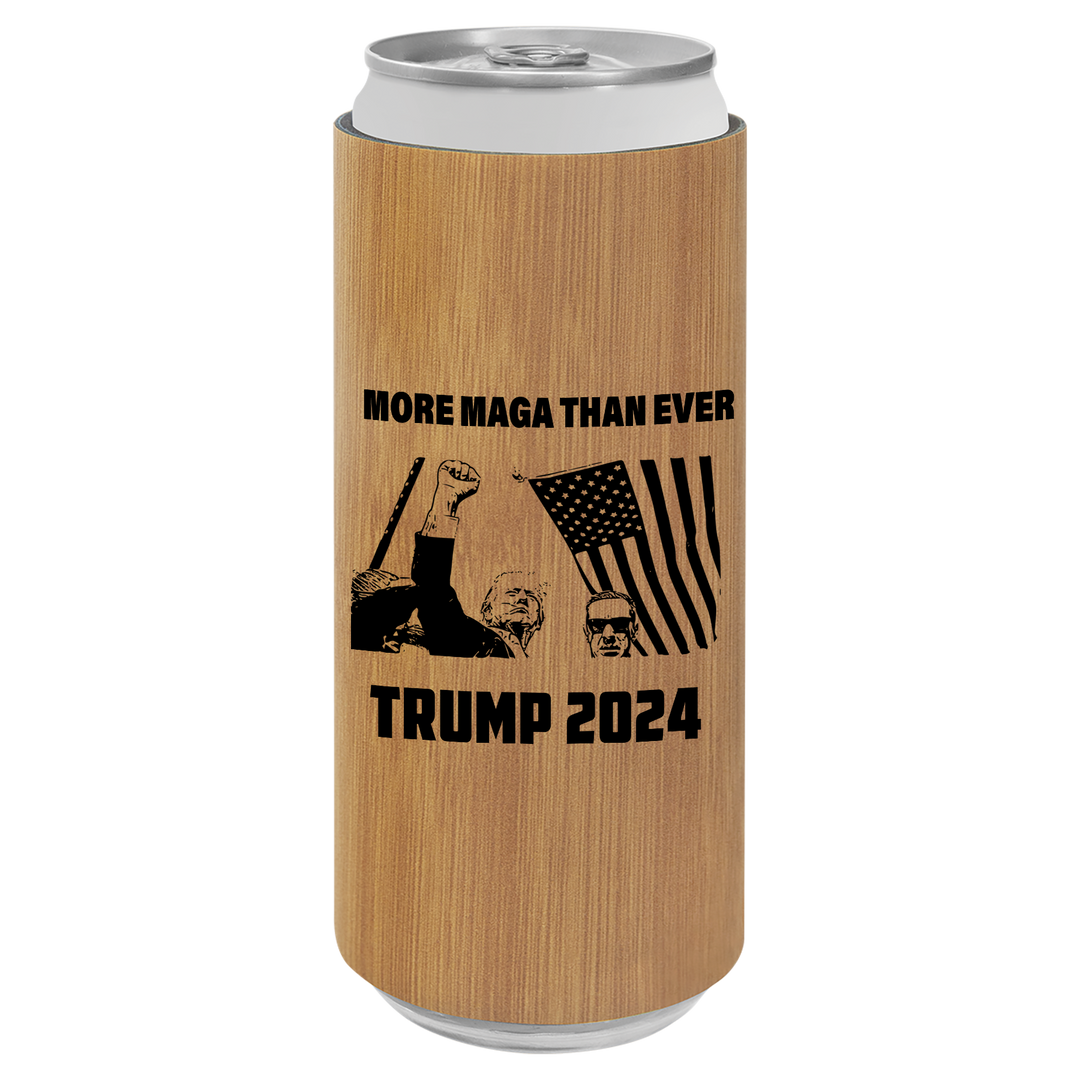 Patriotic Defiance Leatherette Slim Koozie - More MAGA Than Ever