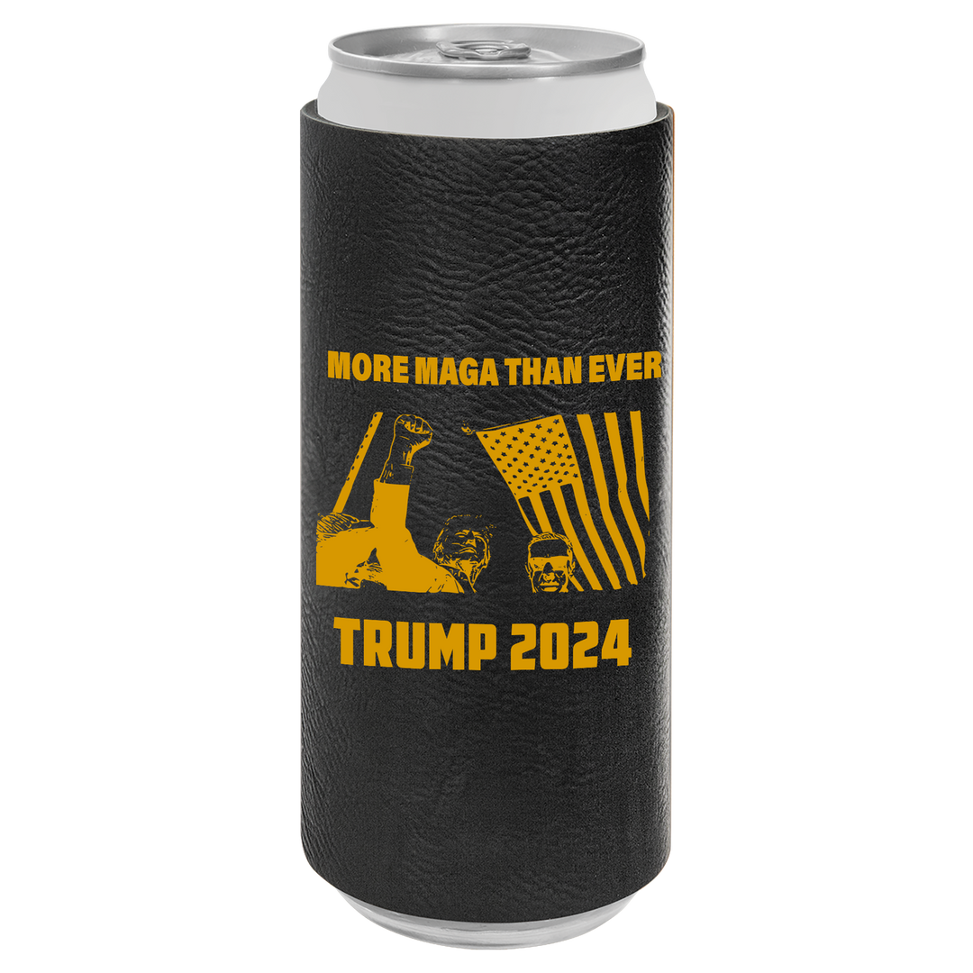 Patriotic Defiance Leatherette Slim Koozie - More MAGA Than Ever