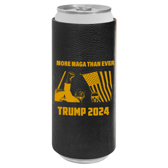 Patriotic Defiance Leatherette Slim Koozie - More MAGA Than Ever