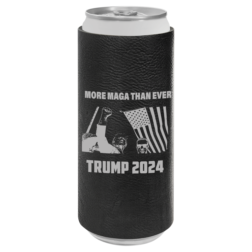 Patriotic Defiance Leatherette Slim Koozie - More MAGA Than Ever