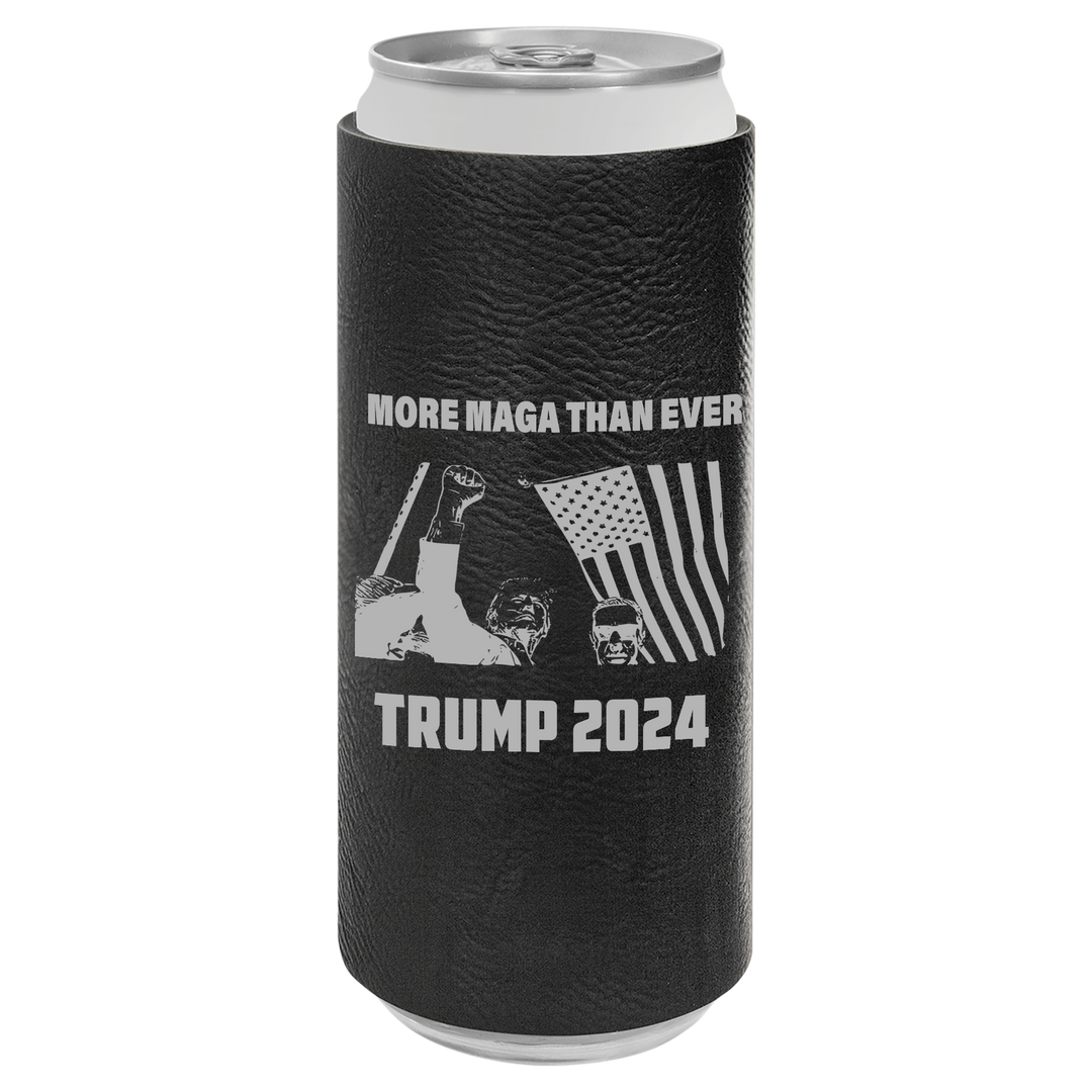 Patriotic Defiance Leatherette Slim Koozie - More MAGA Than Ever