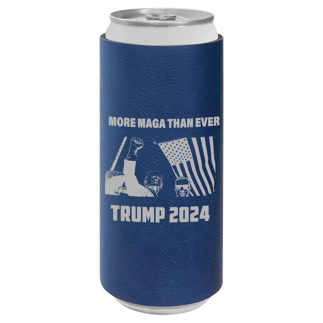 Patriotic Defiance Leatherette Slim Koozie - More MAGA Than Ever