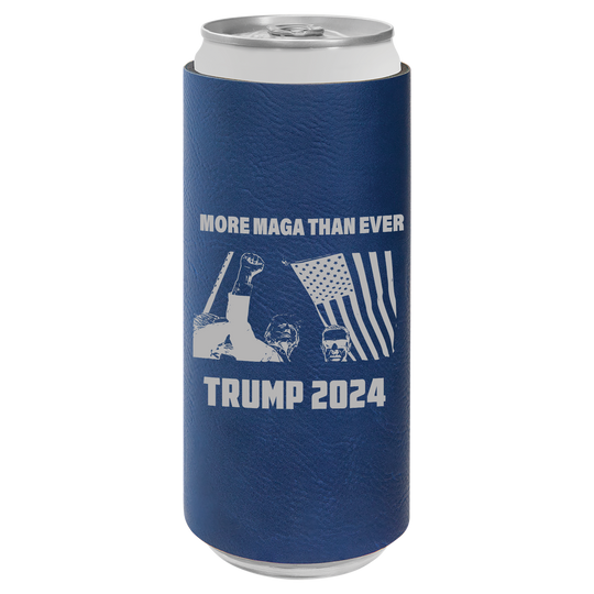 Patriotic Defiance Leatherette Slim Koozie - More MAGA Than Ever