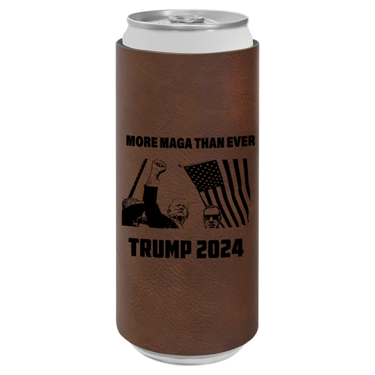 Patriotic Defiance Leatherette Slim Koozie - More MAGA Than Ever