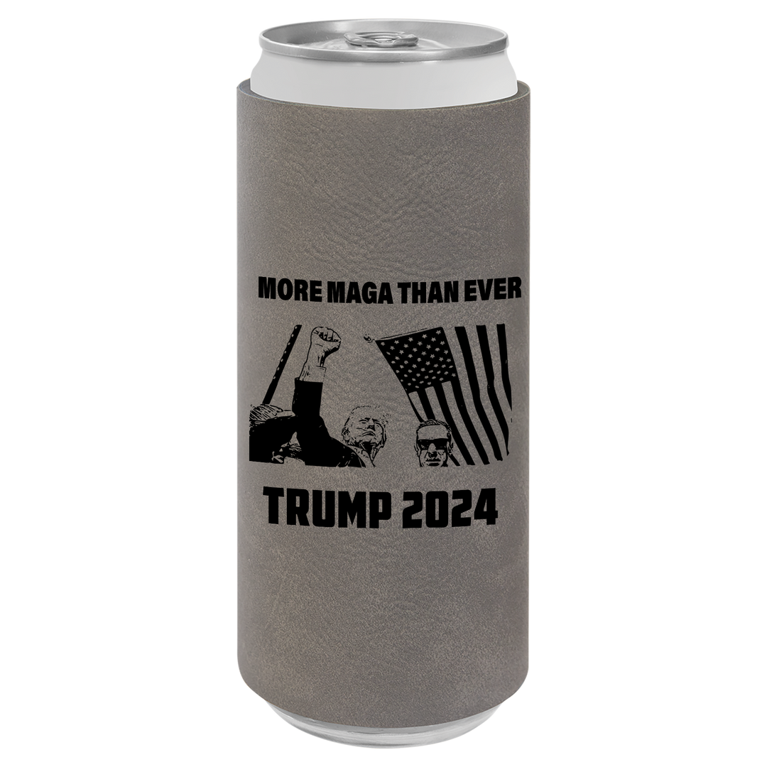 Patriotic Defiance Leatherette Slim Koozie - More MAGA Than Ever