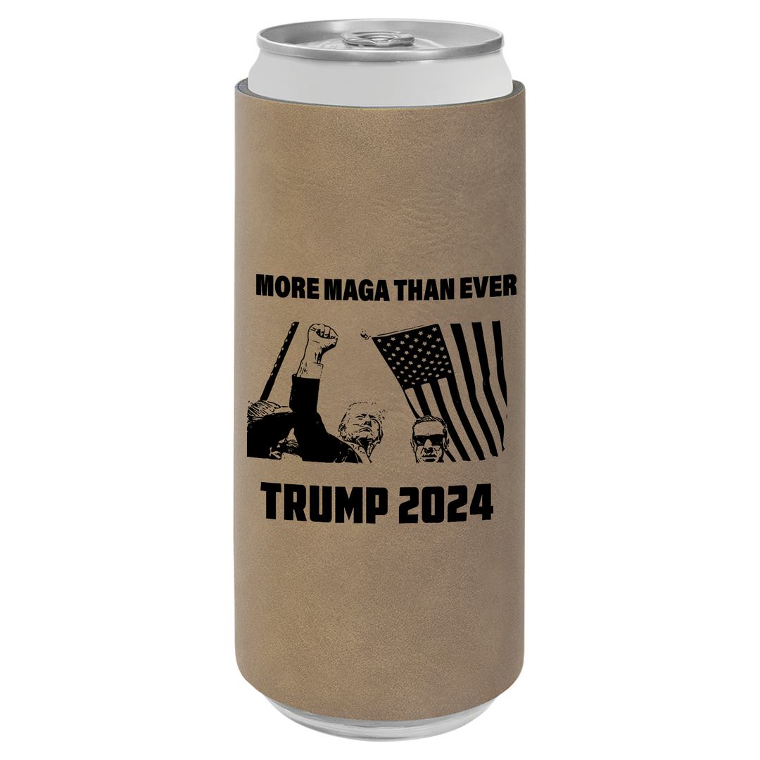 Patriotic Defiance Leatherette Slim Koozie - More MAGA Than Ever