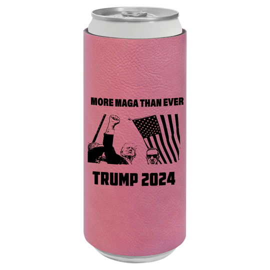 Patriotic Defiance Leatherette Slim Koozie - More MAGA Than Ever