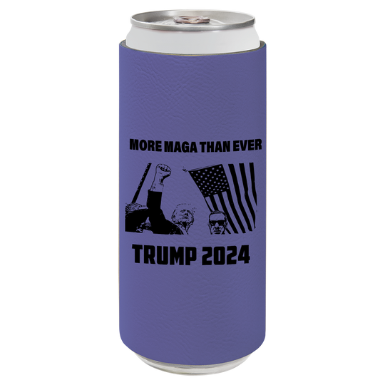 Patriotic Defiance Leatherette Slim Koozie - More MAGA Than Ever