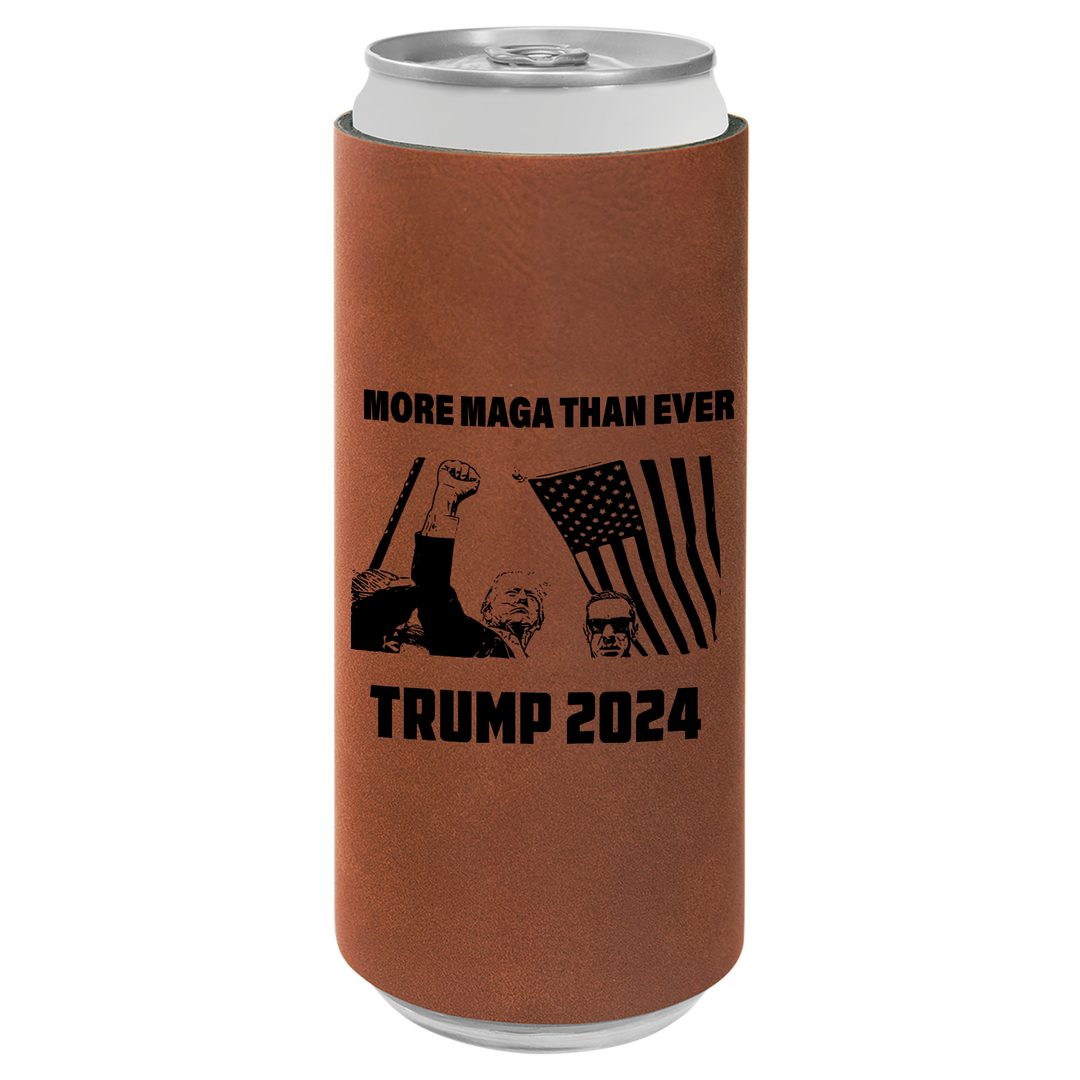 Patriotic Defiance Leatherette Slim Koozie - More MAGA Than Ever