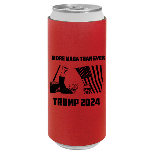 Patriotic Defiance Leatherette Slim Koozie - More MAGA Than Ever