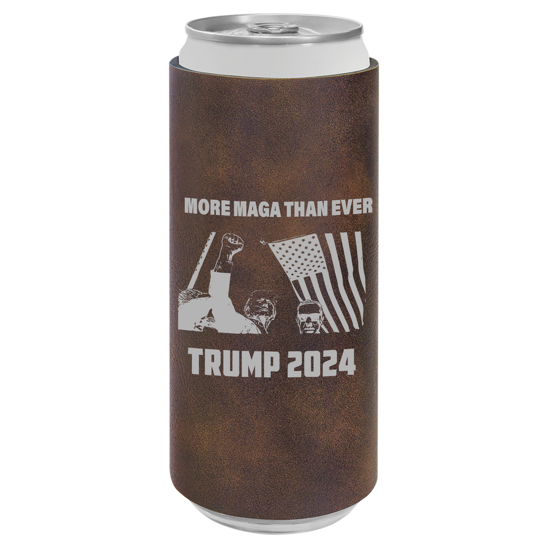 Patriotic Defiance Leatherette Slim Koozie - More MAGA Than Ever