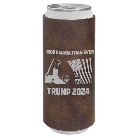 Patriotic Defiance Leatherette Slim Koozie - More MAGA Than Ever