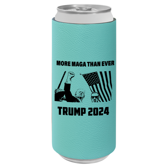 Patriotic Defiance Leatherette Slim Koozie - More MAGA Than Ever