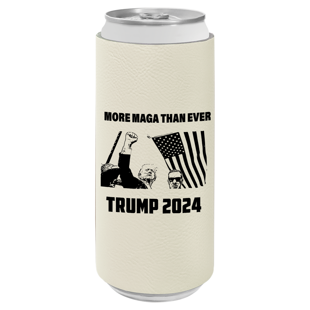 Patriotic Defiance Leatherette Slim Koozie - More MAGA Than Ever