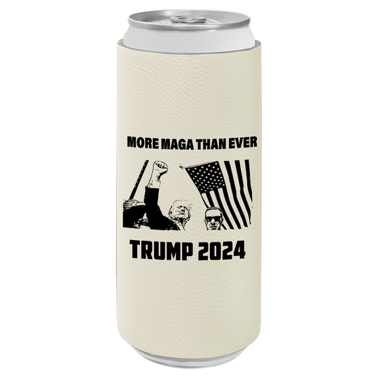 Patriotic Defiance Leatherette Slim Koozie - More MAGA Than Ever