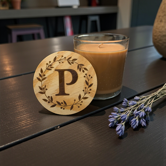 Personalized Tropical Coconut Soy Blend Candle – 14oz with Engraved Wood Lid