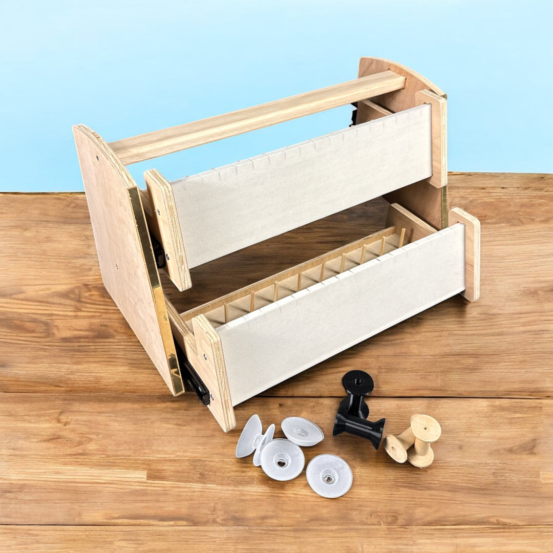 Permanent Jewelry Chain Display Rack – 2-Tier Sliding System with Built-In Spool Storage