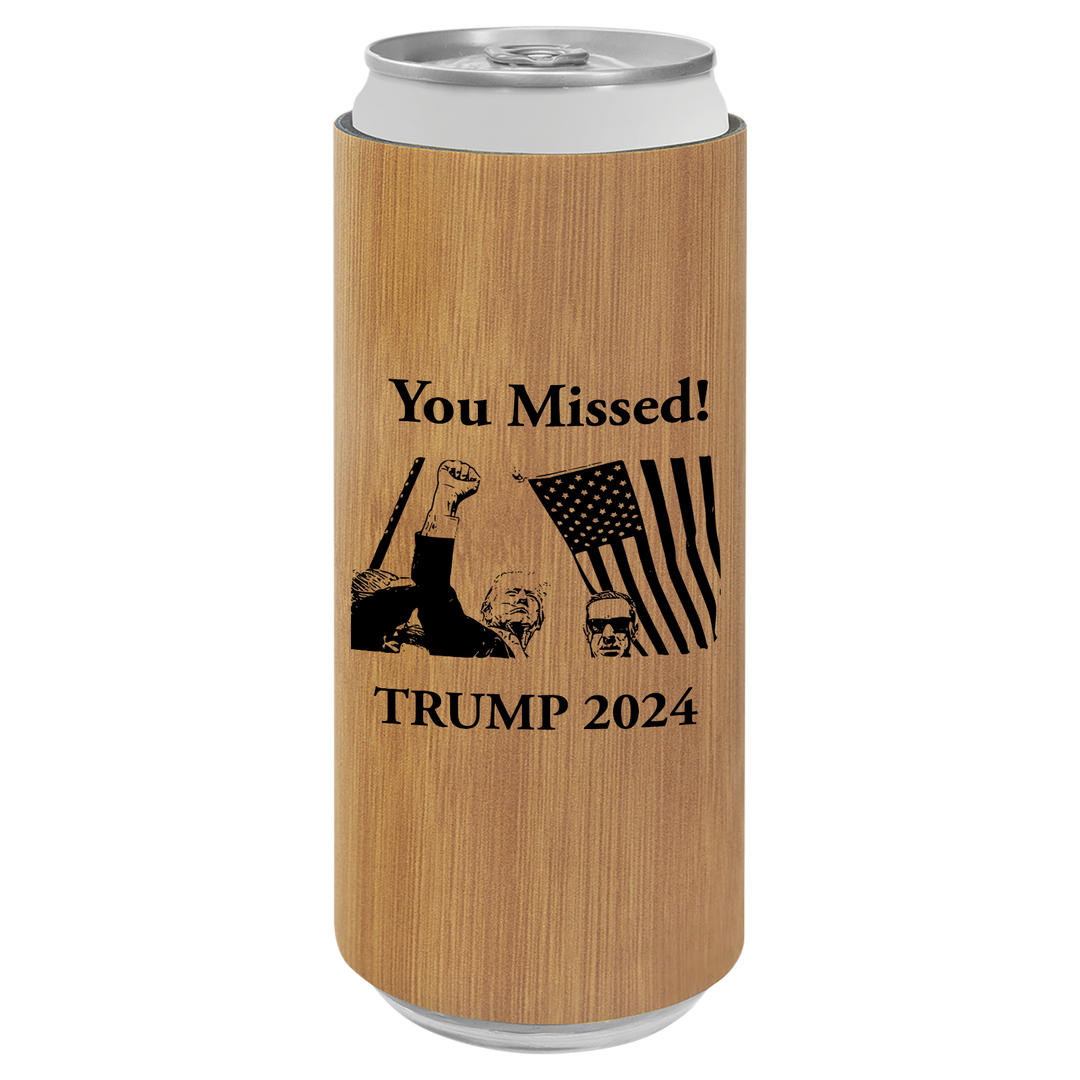 Patriotic Defiance Leatherette Slim Koozie - You Missed