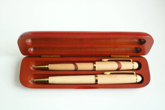 Rosewood Finish Double Pen Gift Case – Engravable