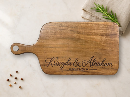 Personalized Paddle Cutting Board, 13.5 x 7, Laser Engraved