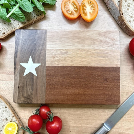 The same board before engraving - blank Texas flag cutting board