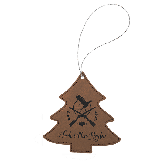 Engraved Leather Ornaments; Personalized Ornaments