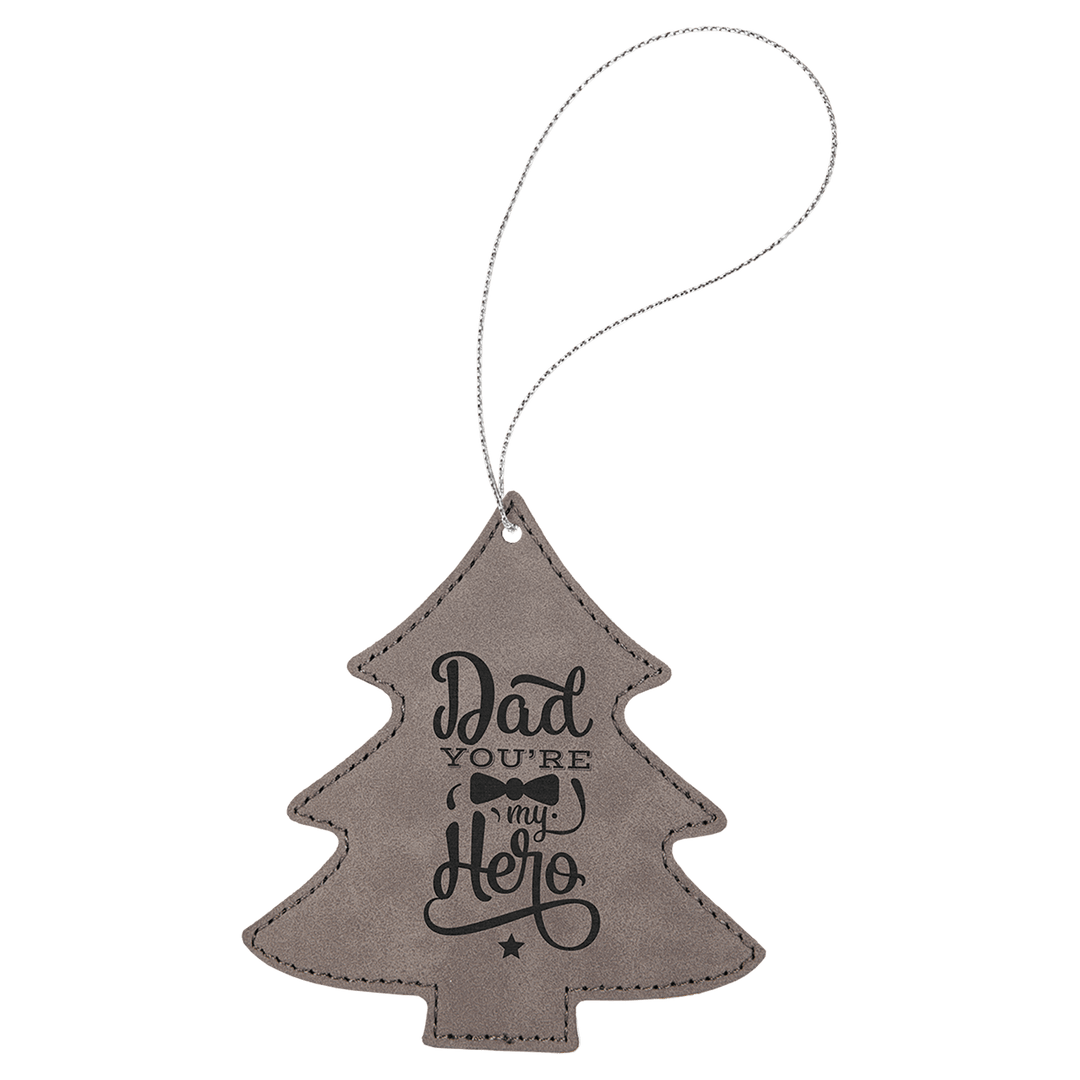 Engraved Leather Ornaments; Personalized Ornaments