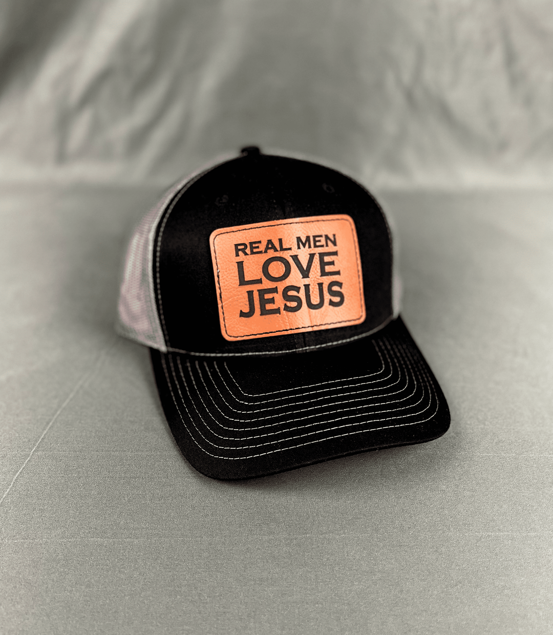 Richardson Hat - Real Men Love Jesus; Laser Engraved