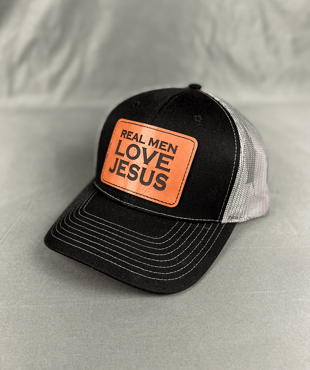 Richardson Hat - Real Men Love Jesus; Laser Engraved
